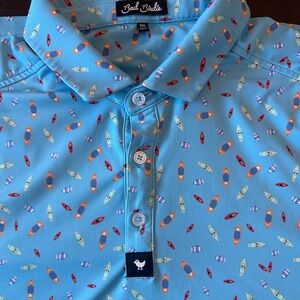 Bad Birdie Aqua Kayak Print Polo